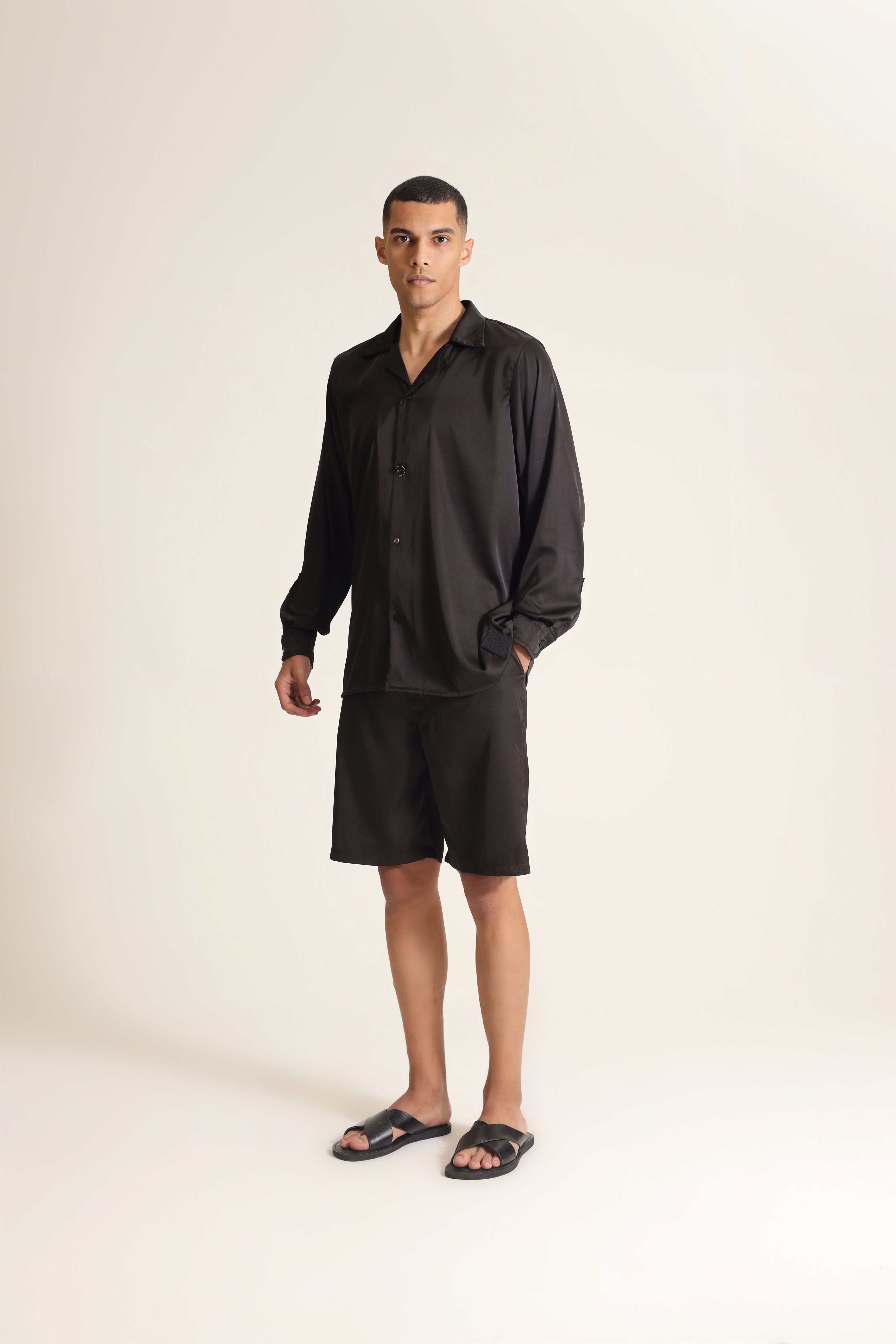 BLACK SATIN SHIRT